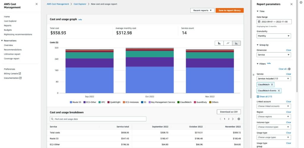 aws cost explorer screenshot