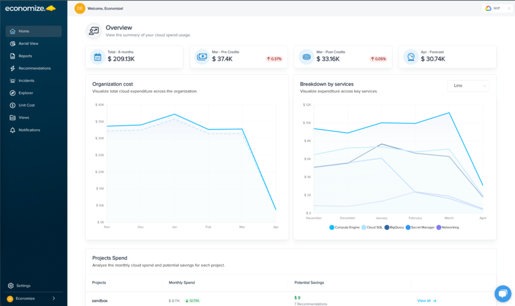 Economize GCP cost optimization tool