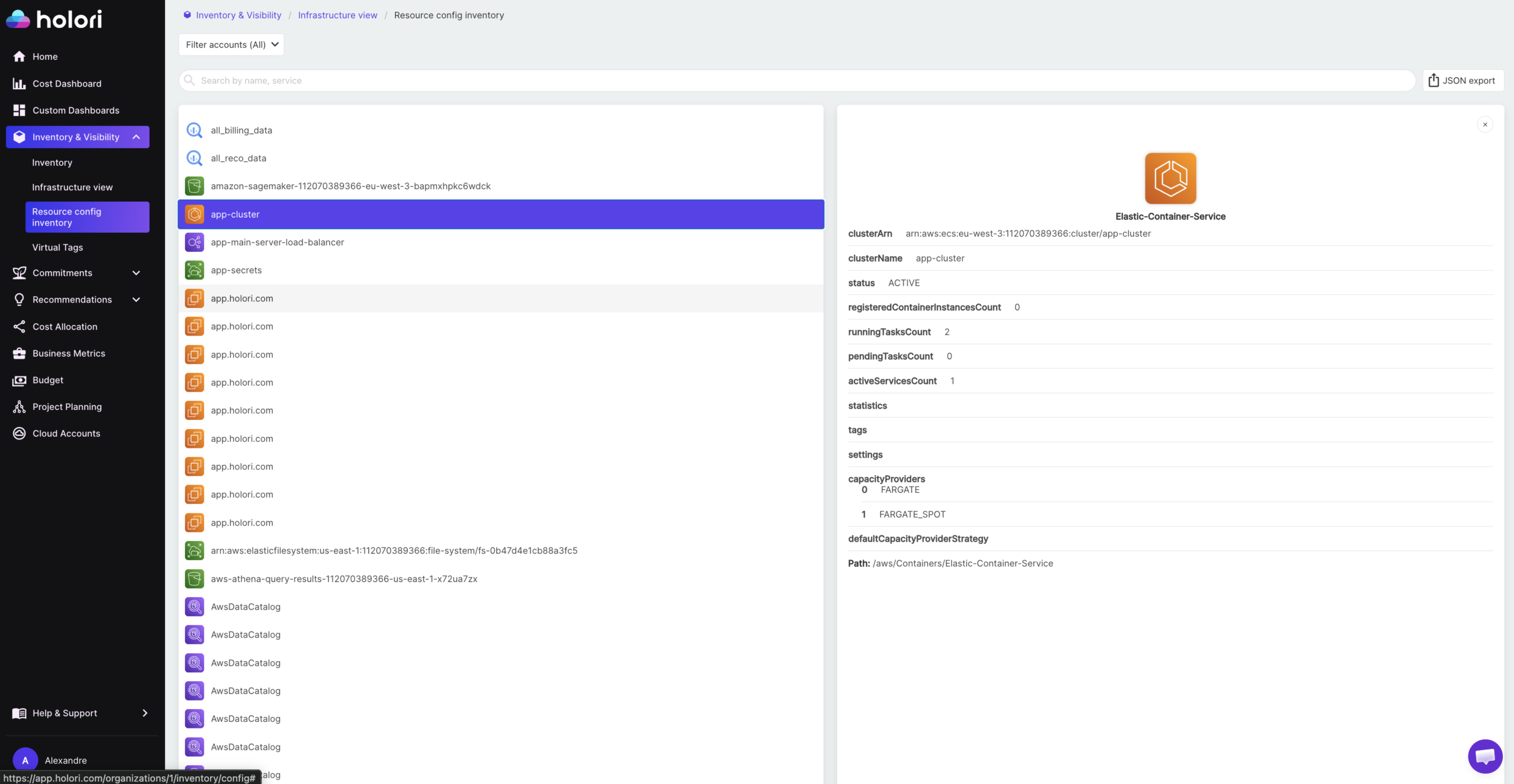 Holori resource configuration inventory