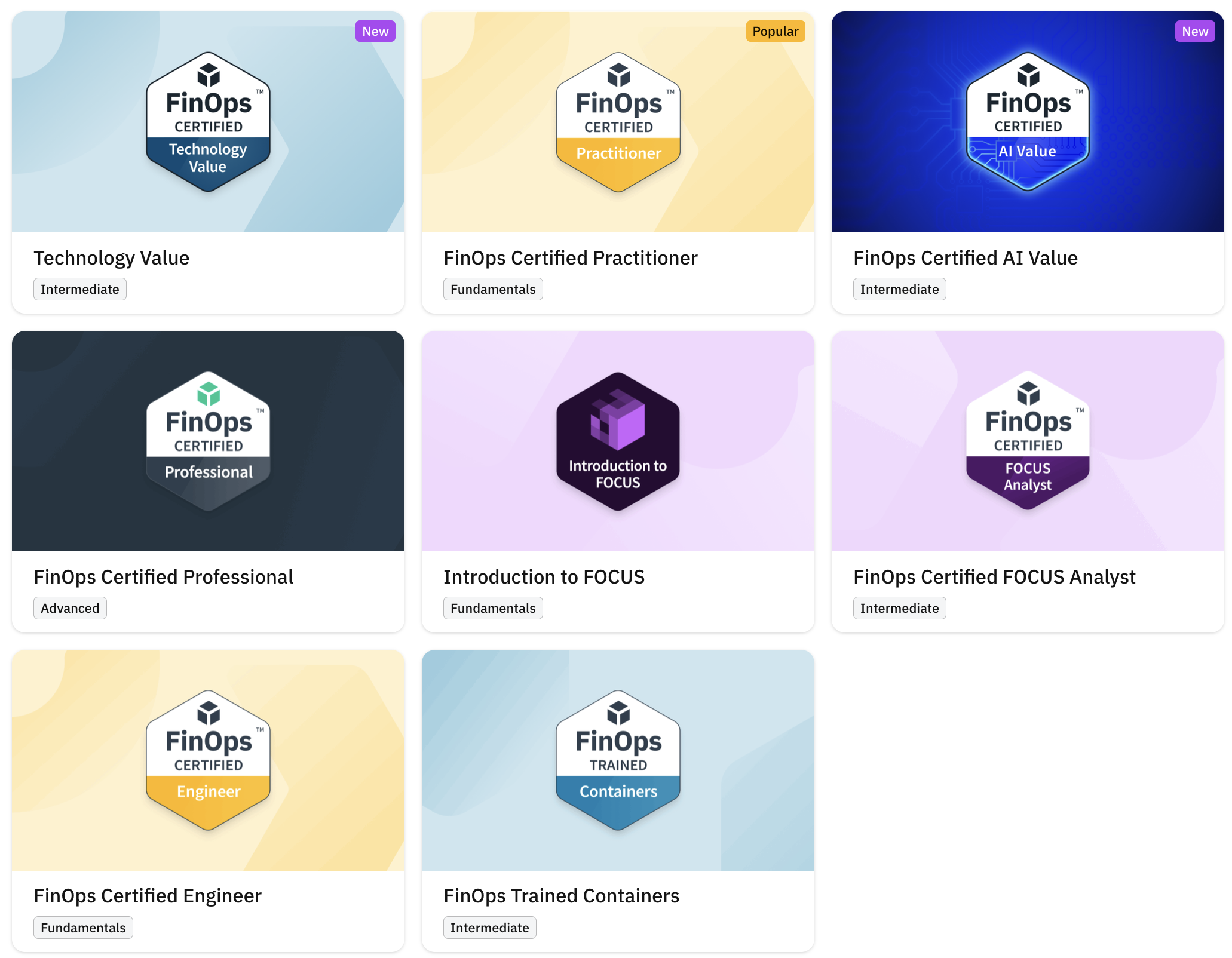Finops certifications catalog
